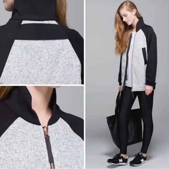 Lululemon Both Ways Bomber Atomic Flower Heathered White Reversible Jacket—EUC - Picture 2 of 14
